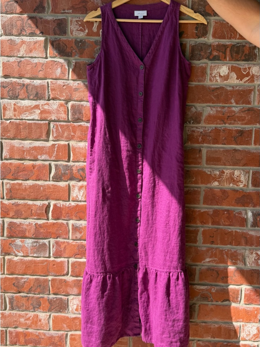 J. Jill Sleeveless Button-Front Maxi Dress in Deep Magenta